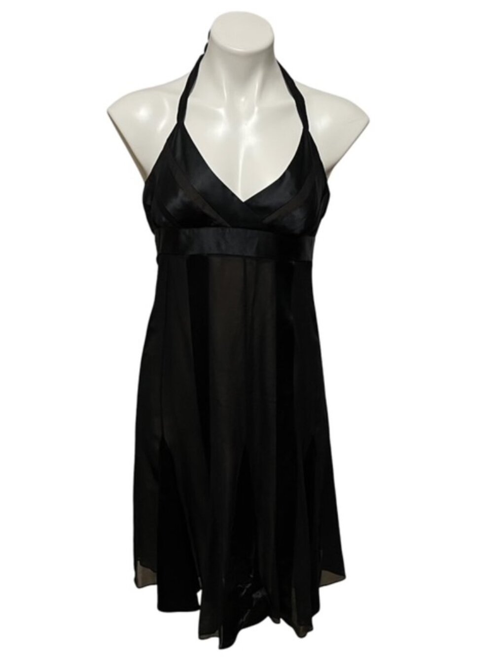 BCBGMAXAZRIA Y2K Black Silk Halter Cocktail Dress EUC - Picture 2 of 7